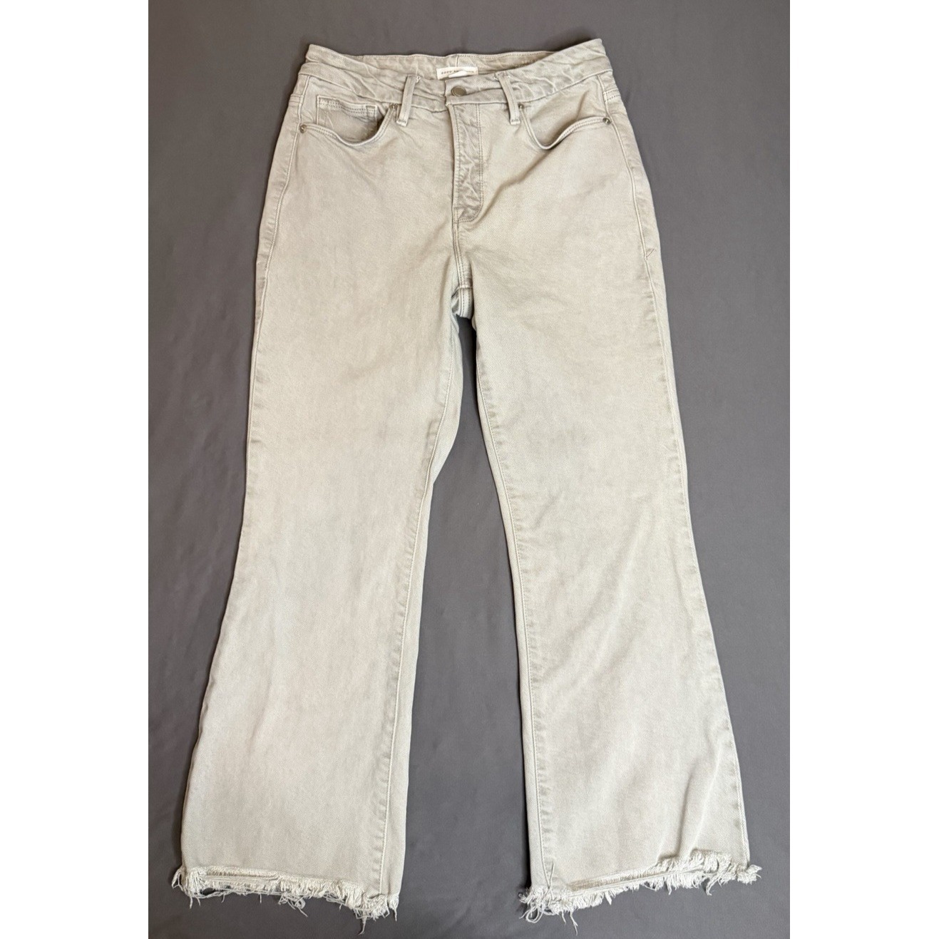 Good American Cropped Jeans Womens Size 2/26 Gray 90's Straight Leg Raw Hem Boho